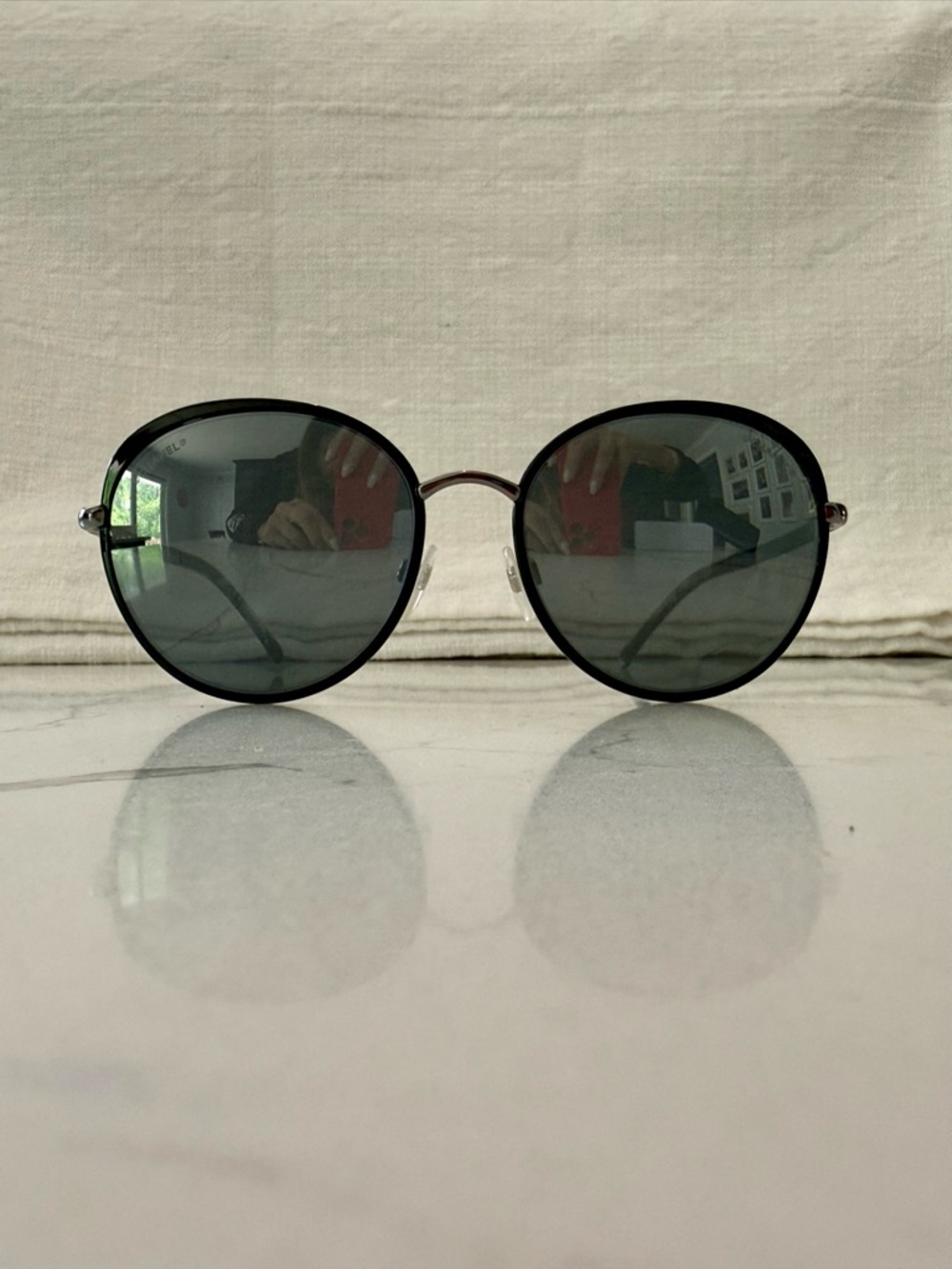 CHANEL Black Round Gunmetal Mirrored Sunglasses - Picture 3 of 10